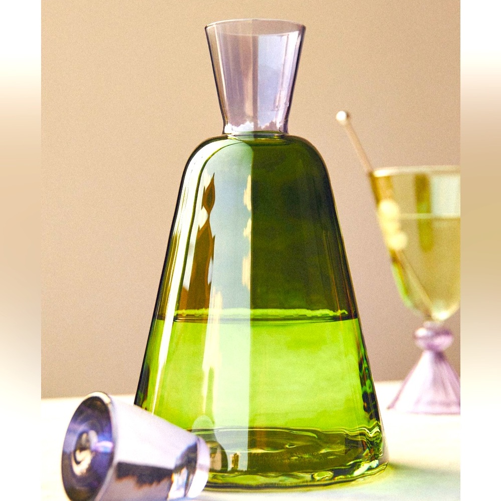 Anthropologie Enid Decanter NWT Beautiful!! Sold Out Hand Blown Soda Glass